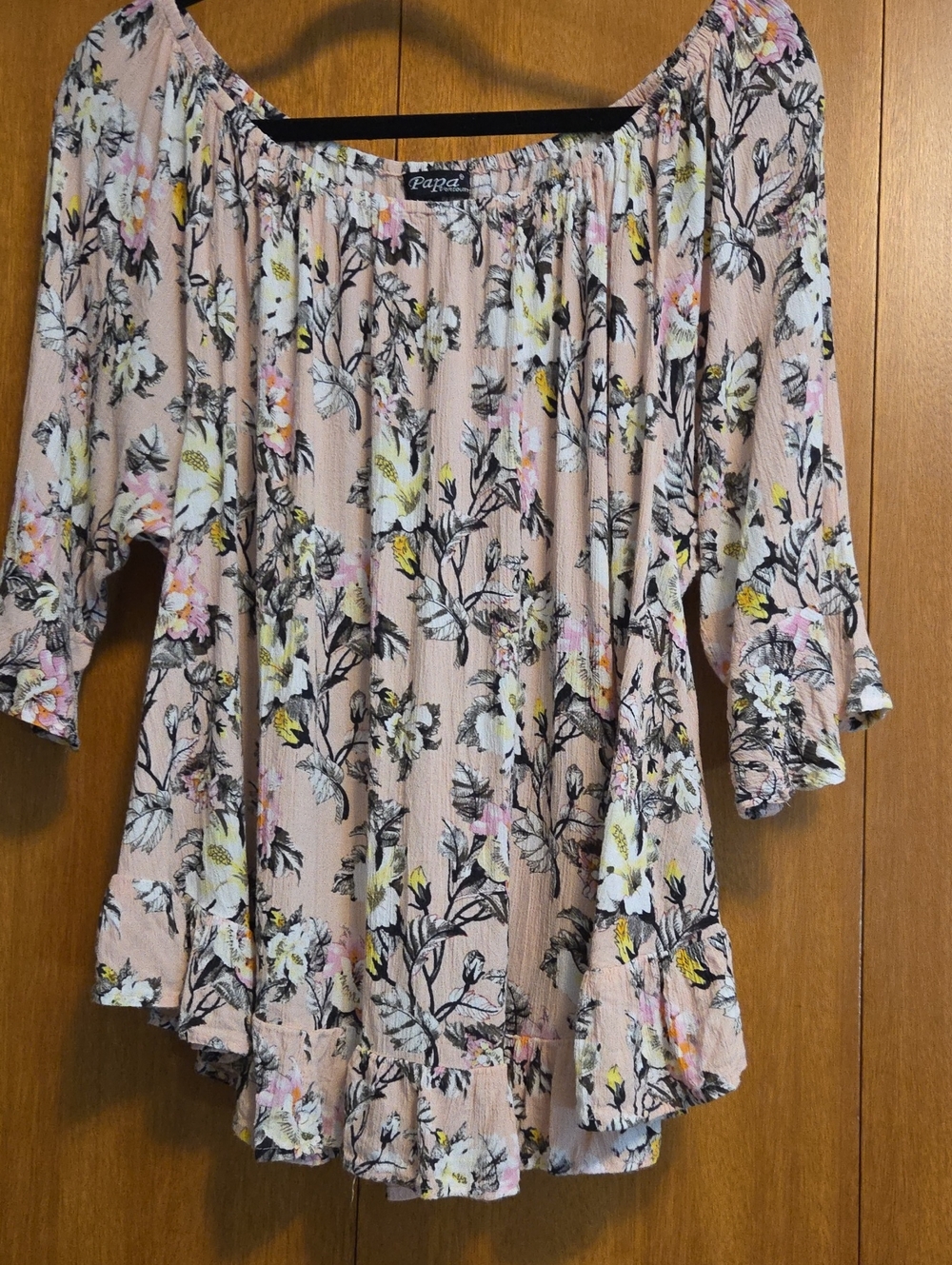 Papa Women's Pink Floral Off-Shoulder Blouse